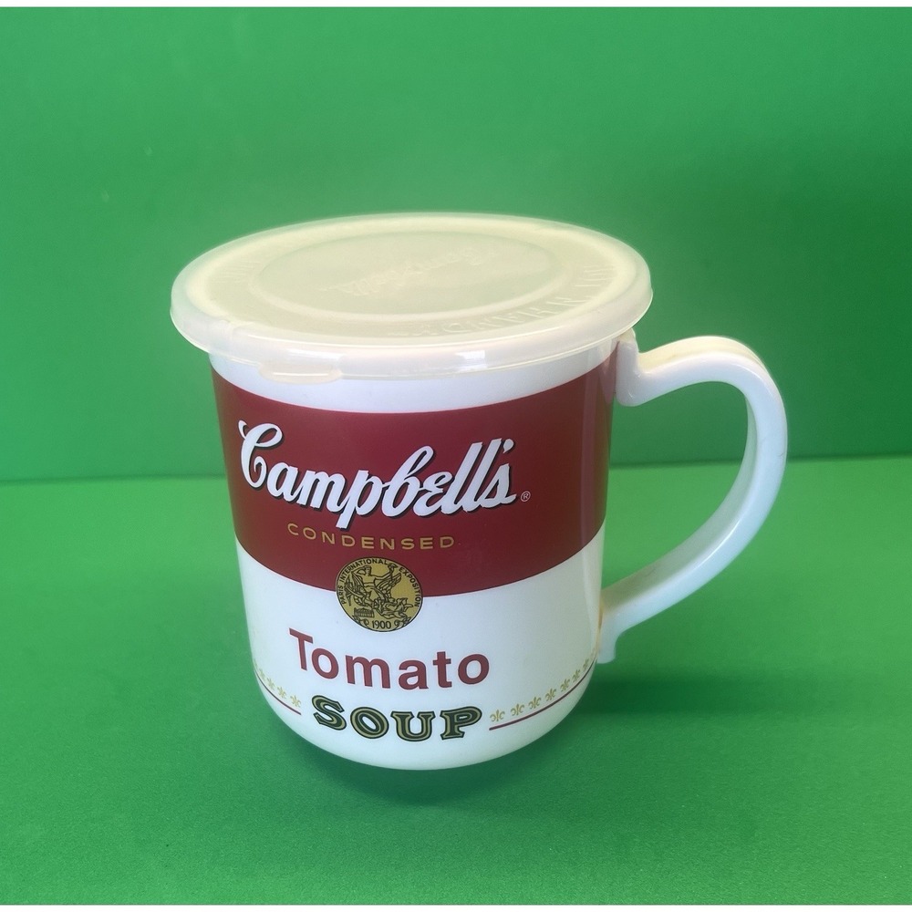 Campbell's Soup Plastic Microwave Soup Mug Cup 2006 14 oz‎ With Snap On Lid-NEW